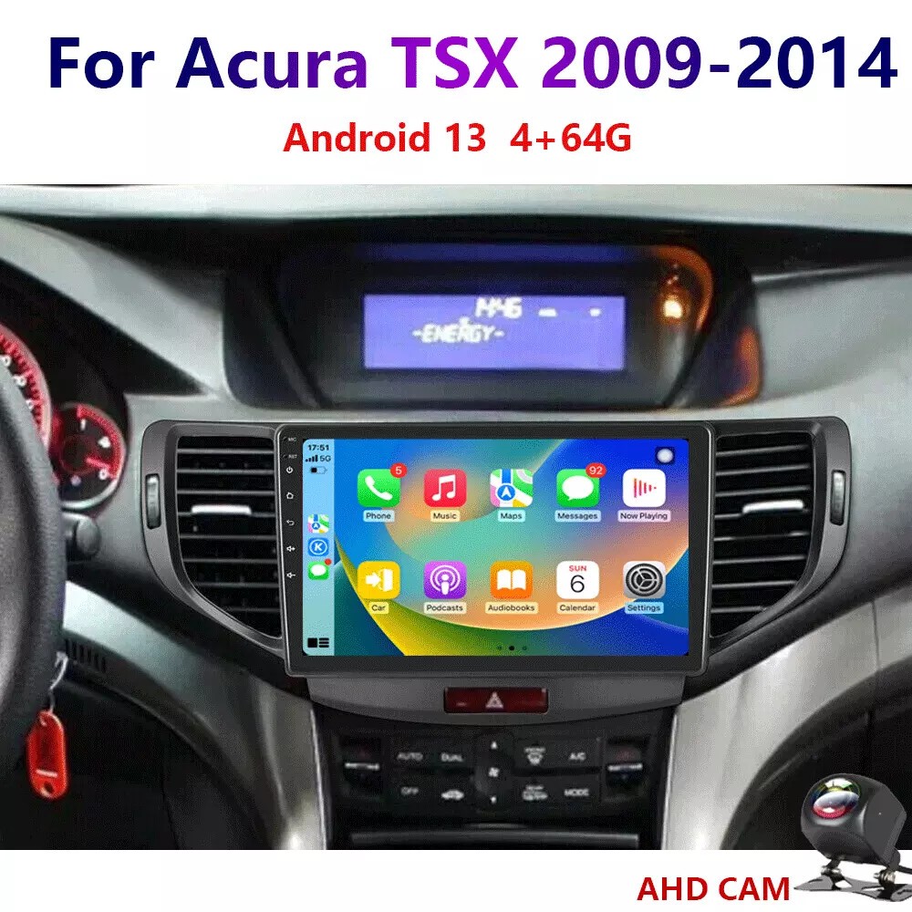 For Acura TSX 2009-2014 Touch Screen Android 13 Car Stereo Radio GPS Carplay Map