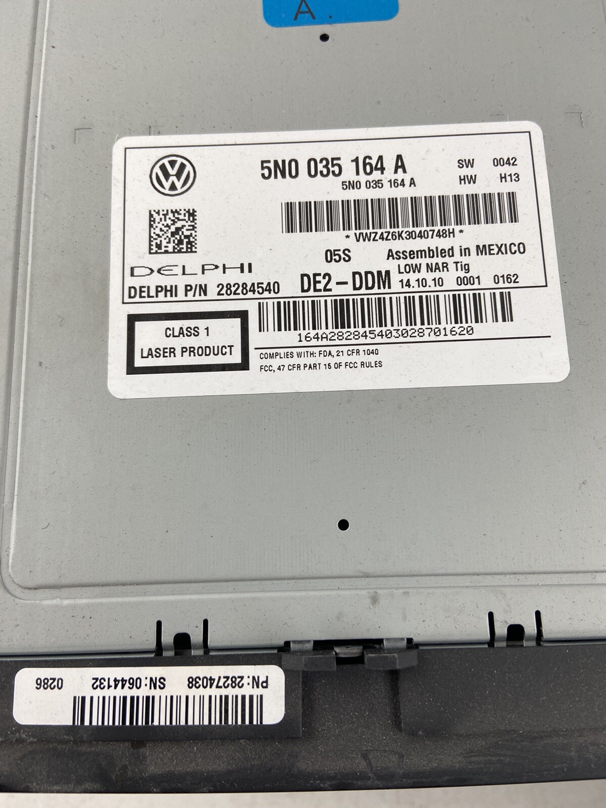 2011 2012 Volkswagen Tiguan OEM Radio Cd Player AM FM Delphi 5N0 035 164 A