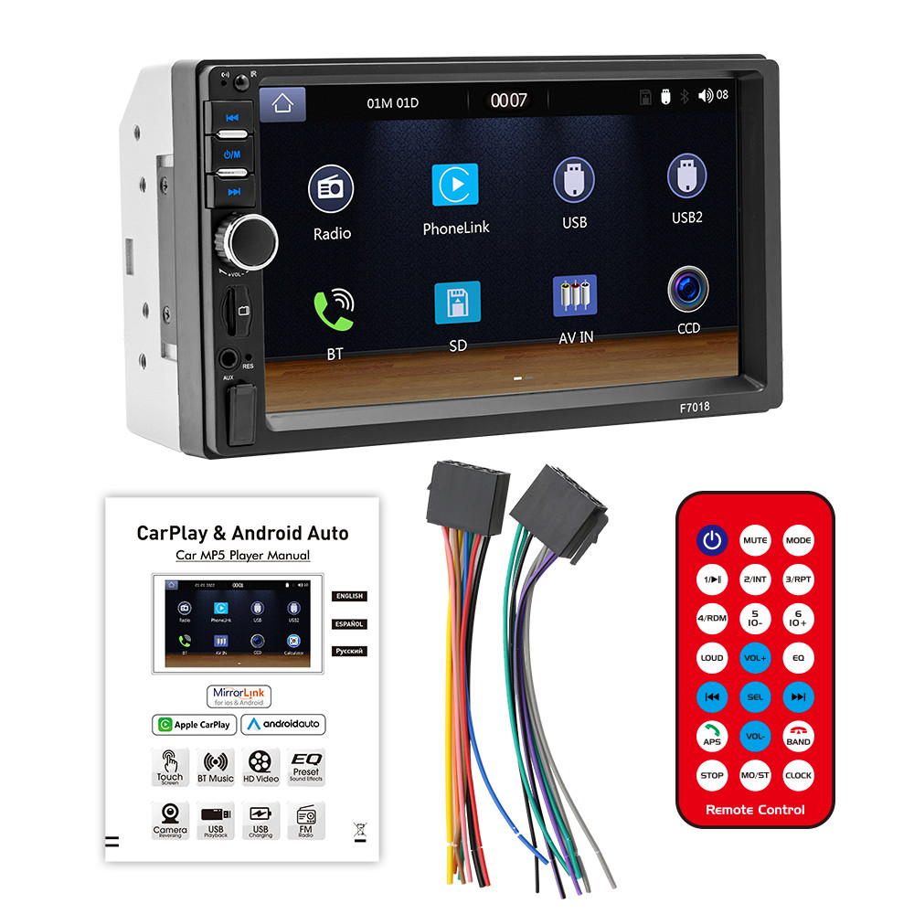 Car Radio Stereo MP5 Player BT For Carplay Android Auto FM Touch Screen 2Din