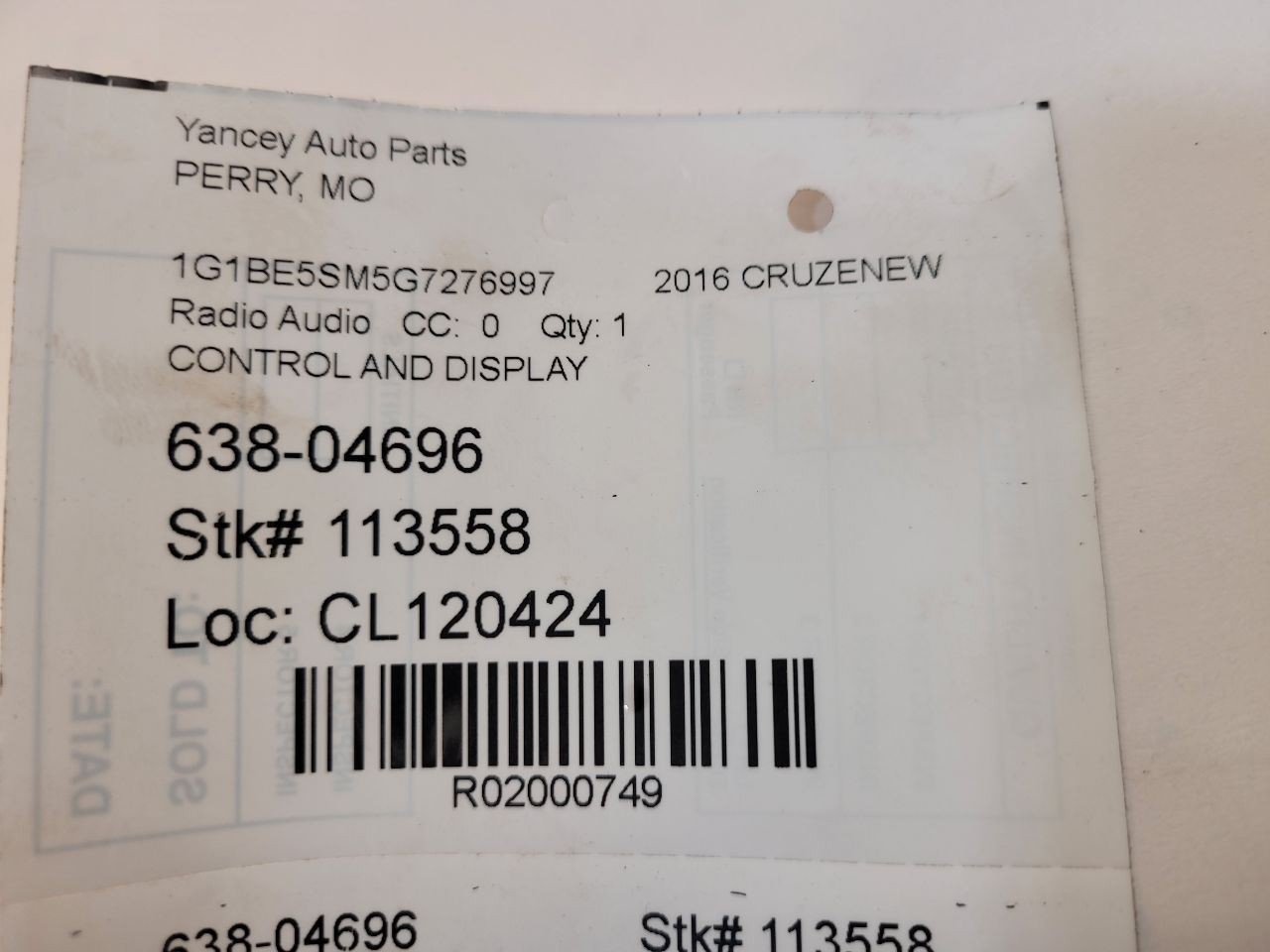 16-18 CHEVY CRUZE Audio Equipment Radio 8.0 Screen Bose Premium Audio