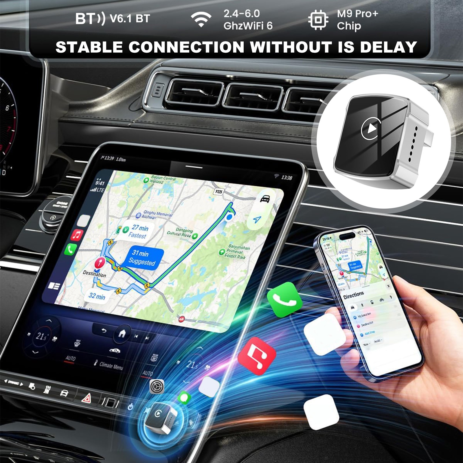 USB Auto Wireless CarPlay Adapter For Apple Android Wireless Dongle Plug ＆ Play