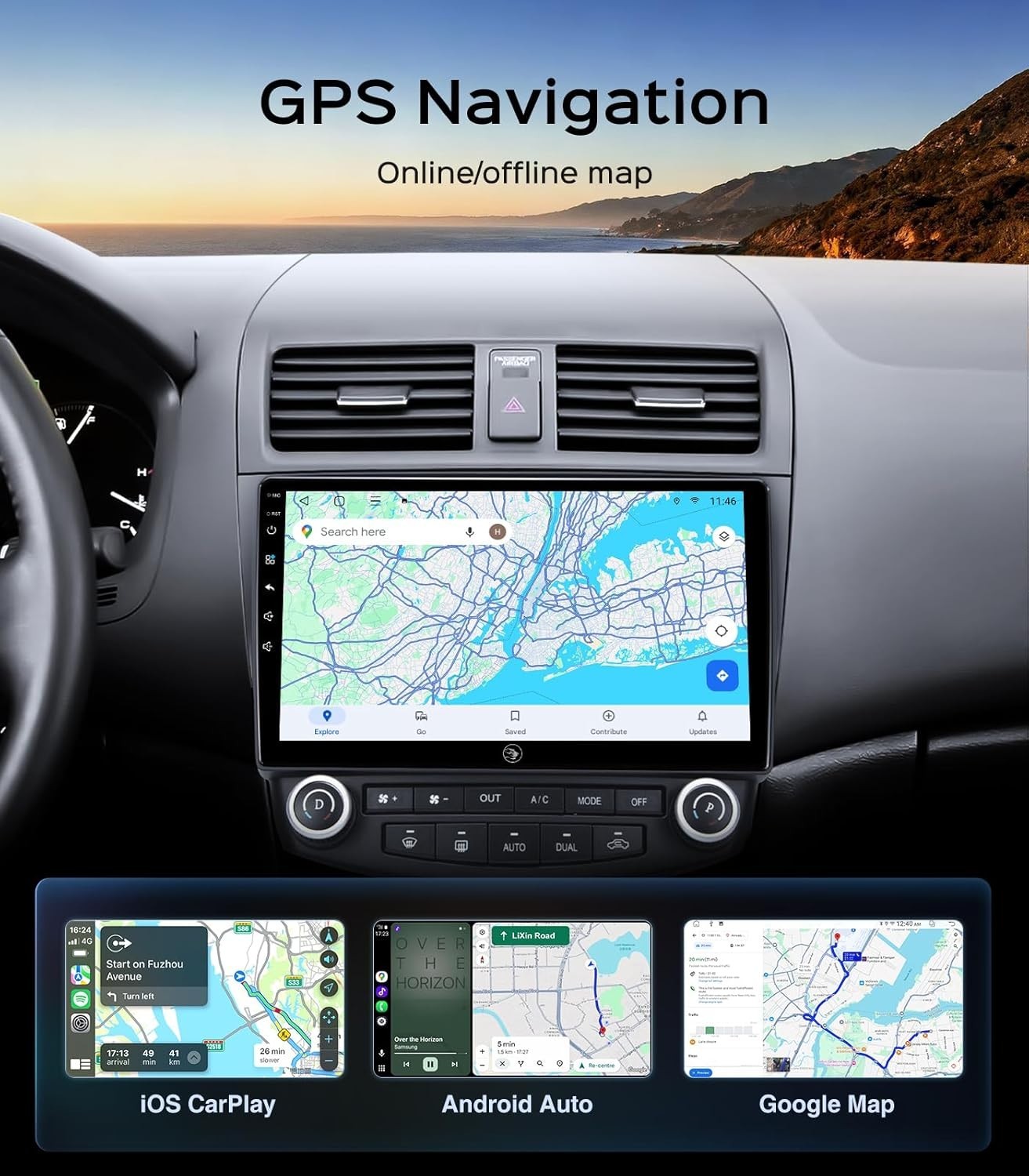 10.2” Car Radio Stereo for Honda Accord 7th 2003-07 2+64G IPS HD TScrn/WL GPS