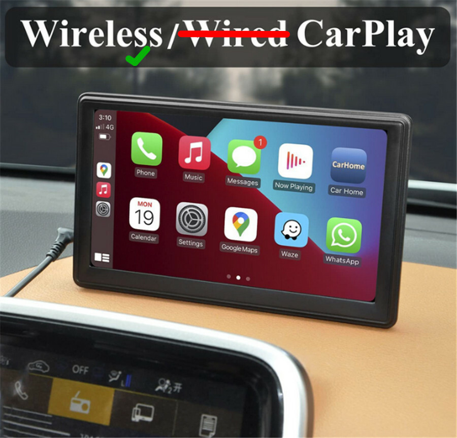 Portable Bluetooth Video MP5 Player 7in Monitor Wireless CarPlay Android Auto