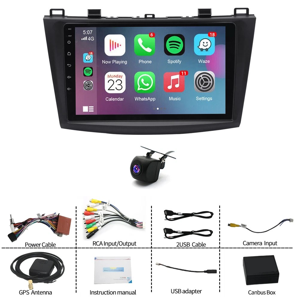 4+64G For 2010-2013 Mazda 3 Android 15 Carplay 8 Core Car Stereo Radio GPS Navi