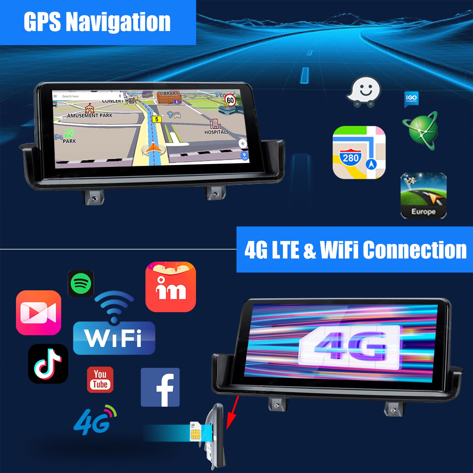 AHD+CarPlay Android 15 8Core 6+128G Car Stereo GPS Navi WIFI For BMW E90 E91 E92