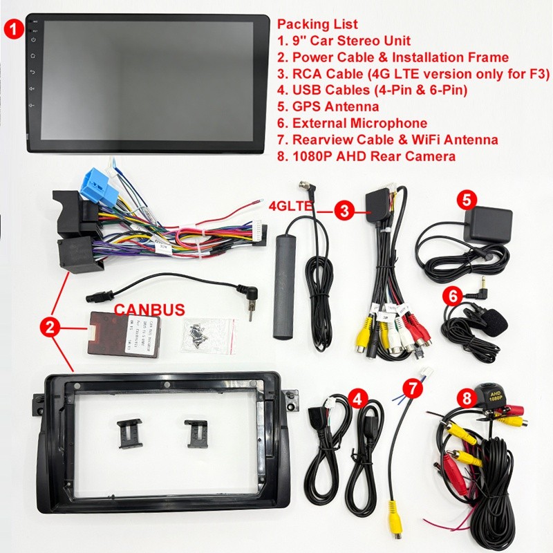 9 Inch Android 8 Core Car Radio for BMW 3-series E46 1998 – 2006 Carplay Stereo