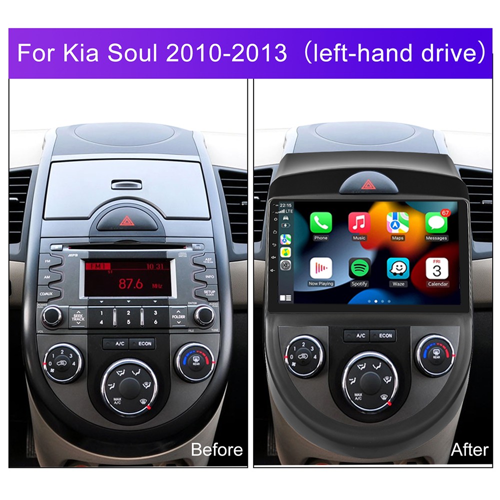 4+64GB Android 15 Carplay For Kia Soul 2010-2013 Car Stereo Radio GPS Navi + Cam