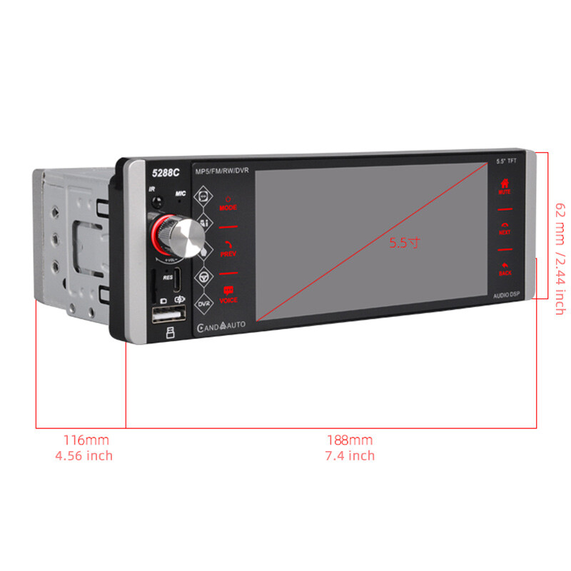 5.5 inch Car Radio 1 Din Bluetooth Andriod Auto wince Carplay IPS Touchscreen FM
