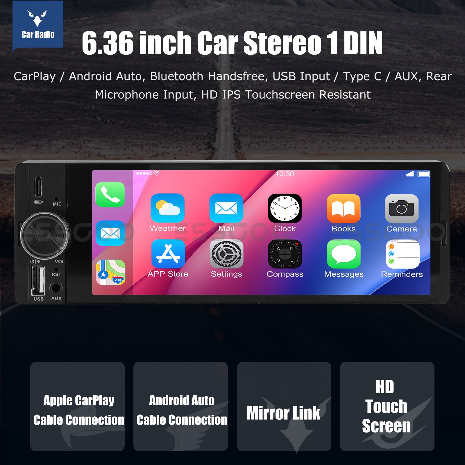 7″ Car Radio For Apple Carplay Android Single 1Din Touch Screen Stereo Bluetooth