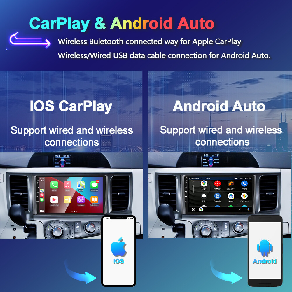 CarPlay For Toyota Sienna 2011-2014 Android 14 Car Radio Stereo GPS Navi 8G+256G