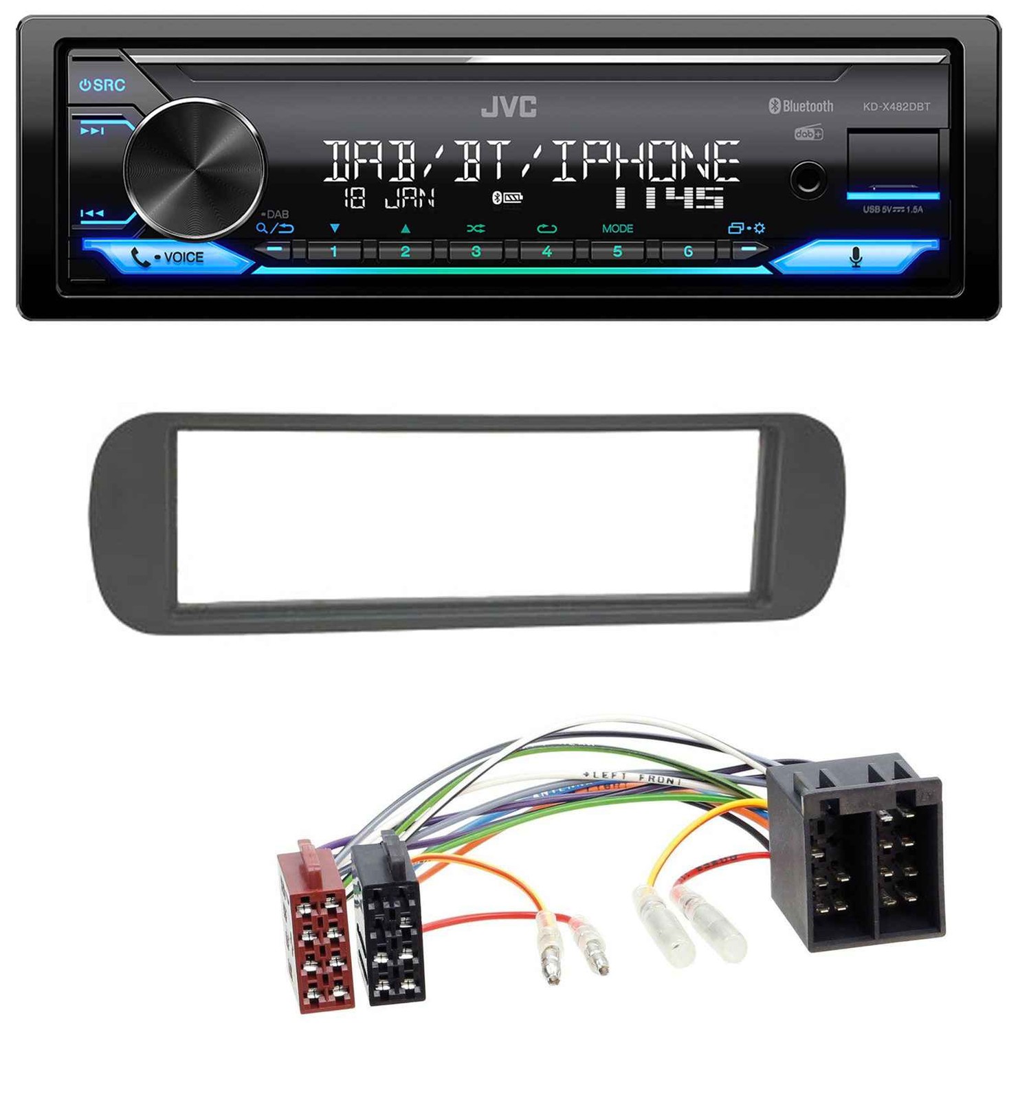 JVC Bluetooth DAB USB MP3 Car Stereo for Lancia Y (1996-2004) – Black