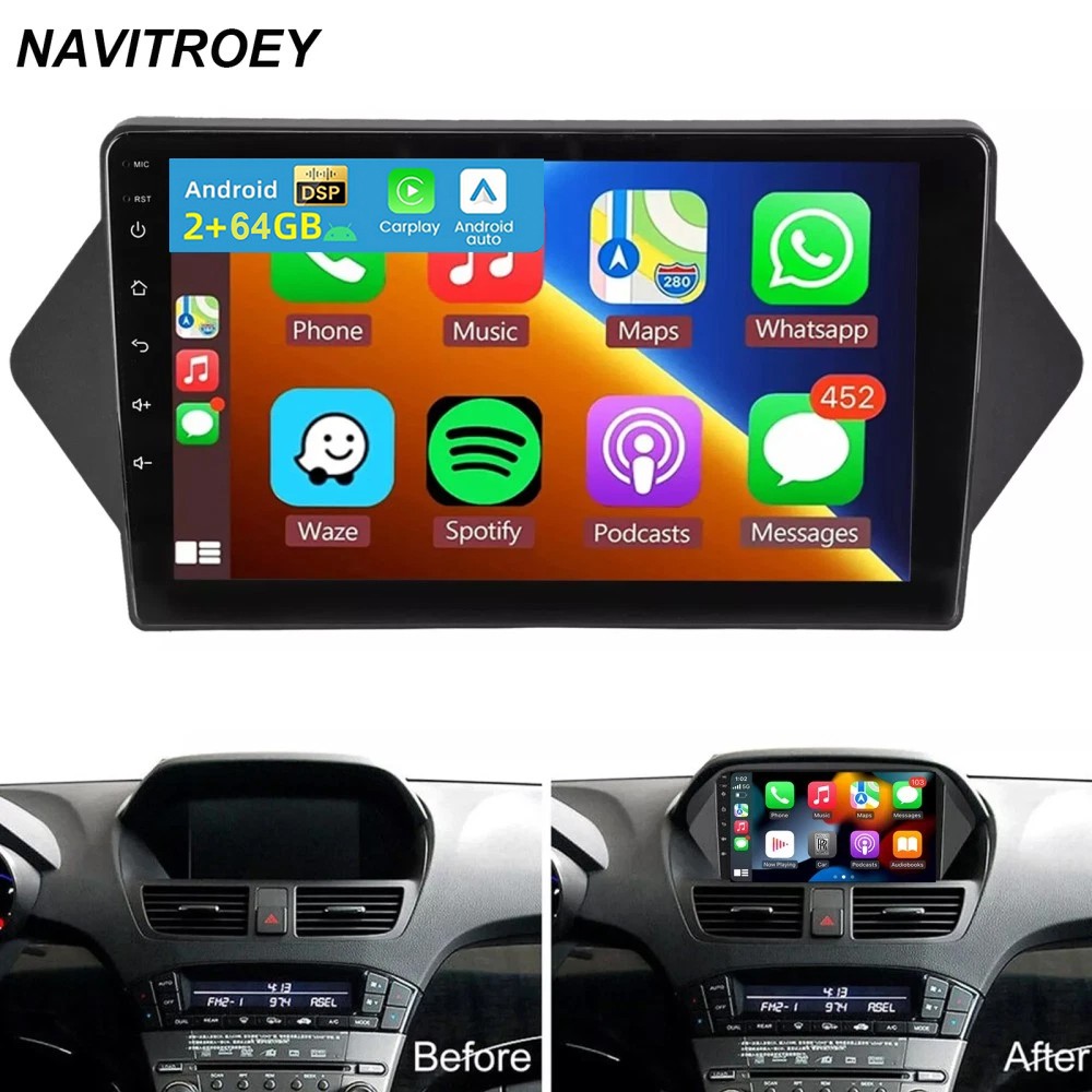 Android 15 For 2007-2013 Honda Acura MDX BT Carplay Car Stereo Radio GPS 2+64GB