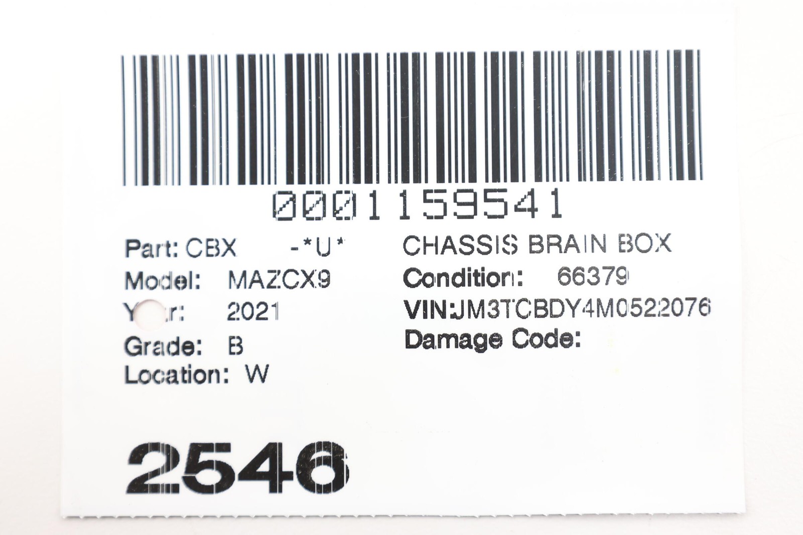 2021 – 2023 MAZDA CX-9 RADIO RECEIVER TUNER CONTROL MODULE UNIT OEM BDGG66DR0