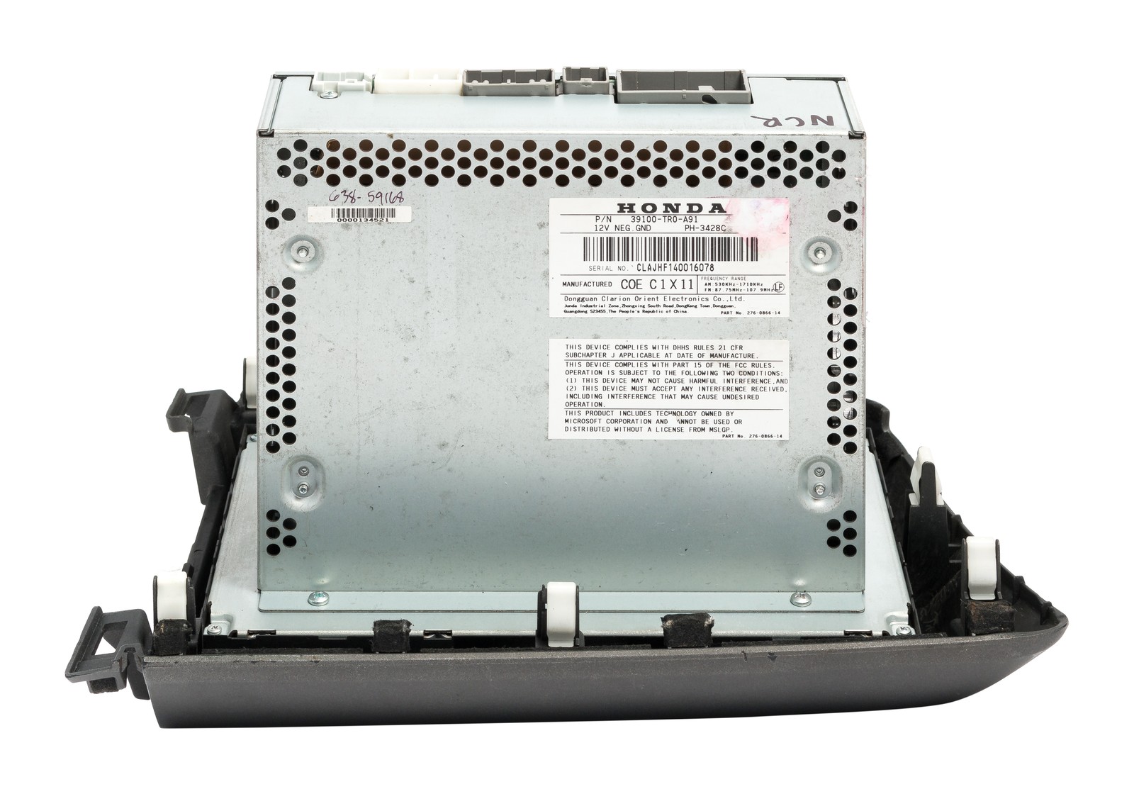 2012 Honda Civic AM FM Radio Single Disc CD MP3 Player 39100-TR0-A91 OPT 4PC5