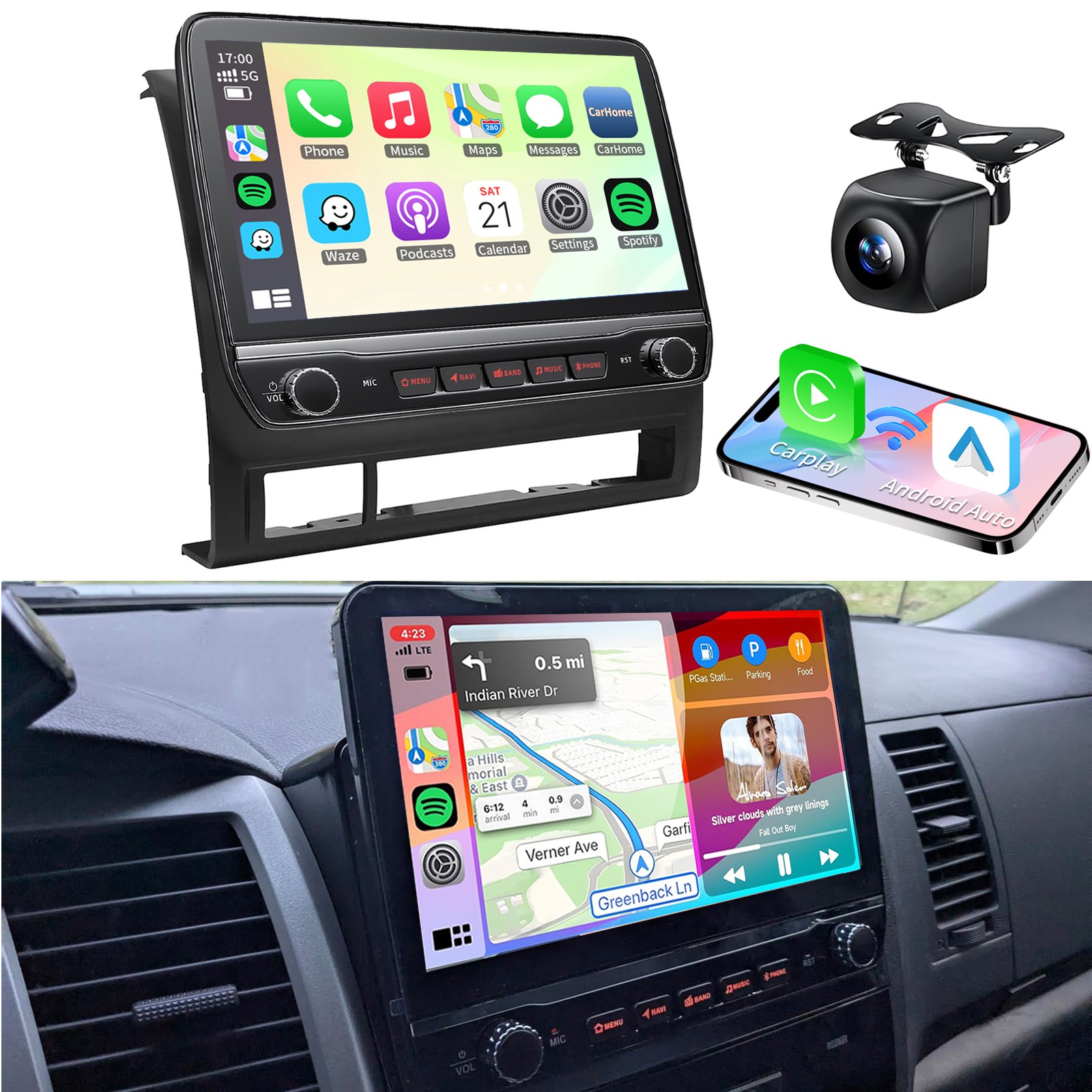 4G+64G Car GPS Navi Stereo Radio Wifi Carplay For Toyota Tacoma 2005-2015 Basic