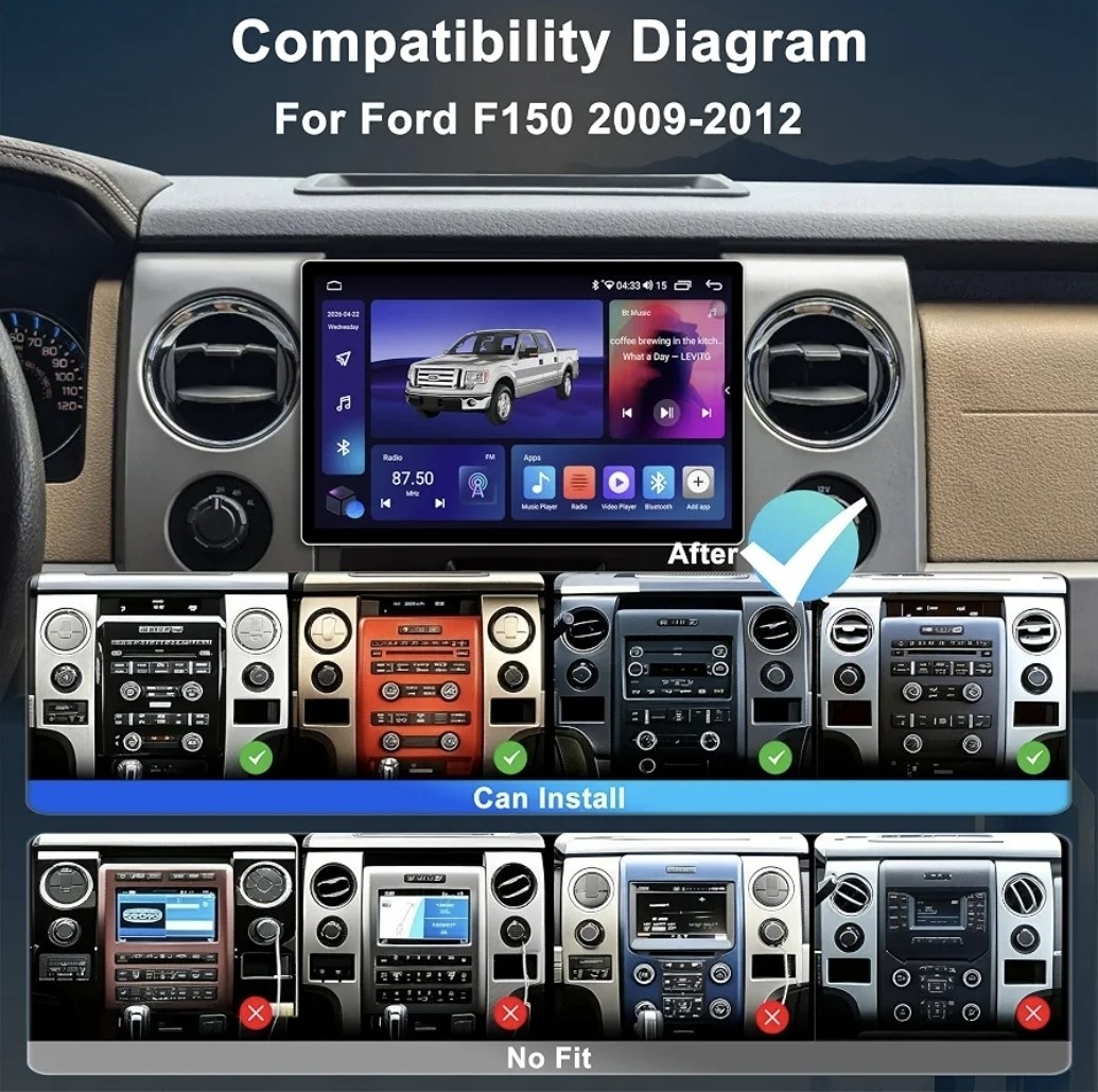 11.5 Inch 8 Core 4GB+64GB Car Radio Stereo for Ford F150 2009-2012, 2K…