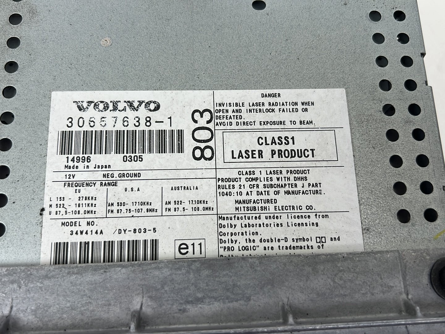 2004-2007 Volvo S60R V70R CD Player Radio Stereo Head Unit HU-803 OEM #5757EM