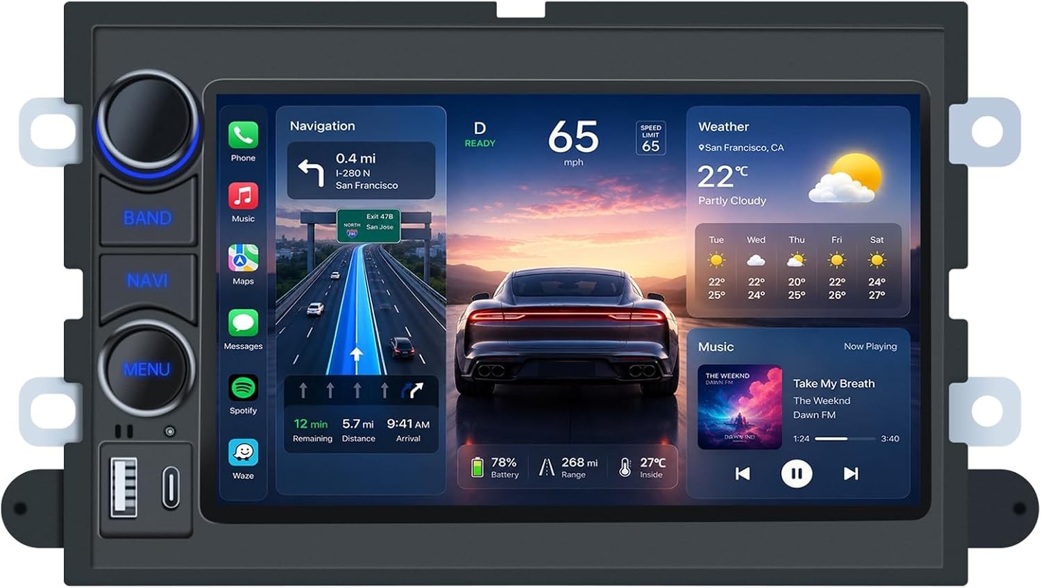 7″ HD Car Radio Stereo Carplay Andriod Auto GPS 8Core 64G for Ford F150 004-2008
