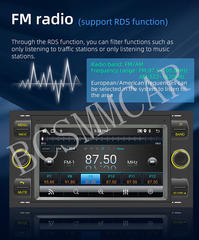 Fit For Ford Transit 2007-2024 Car Radio Stereo 7in Android 12 GPS WIFI Player