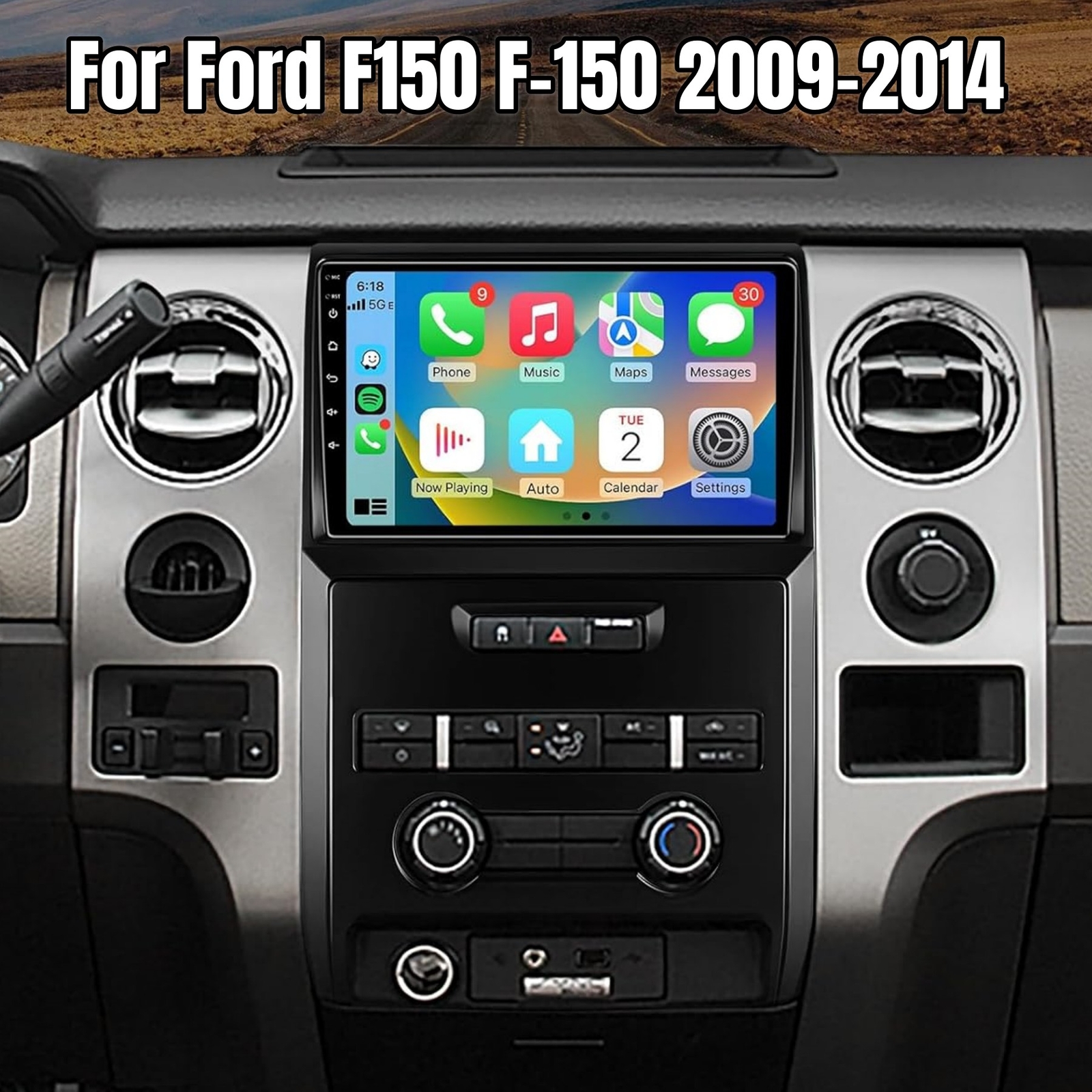 For Ford F150 2009-2014 Carplay Android 13 Car Stereo Radio WiFi GPS Navi Camera