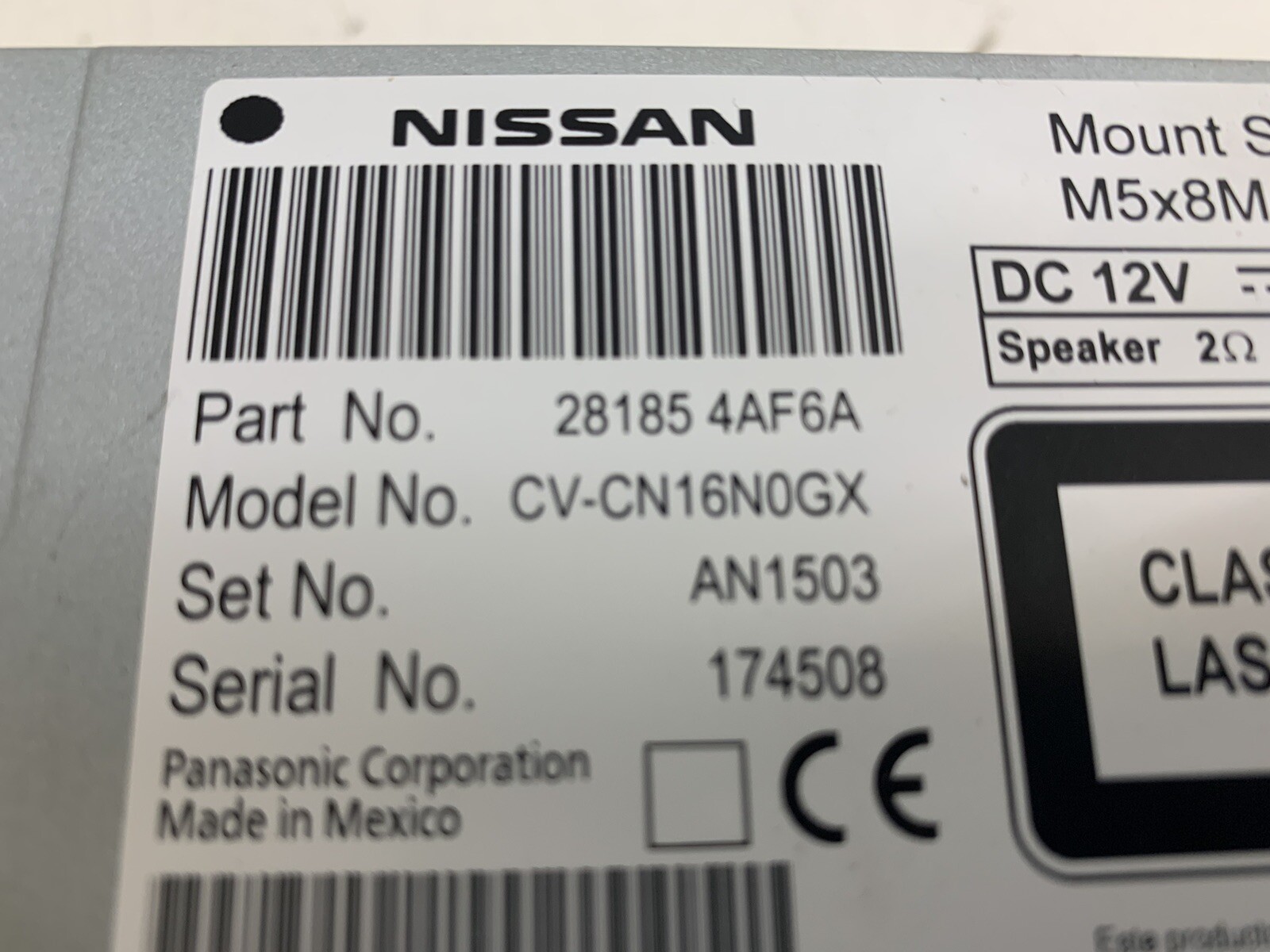 2017-2019 Nissan Sentra NON-NAV Radio Stereo w 5″ Screen 28185 4AF6A