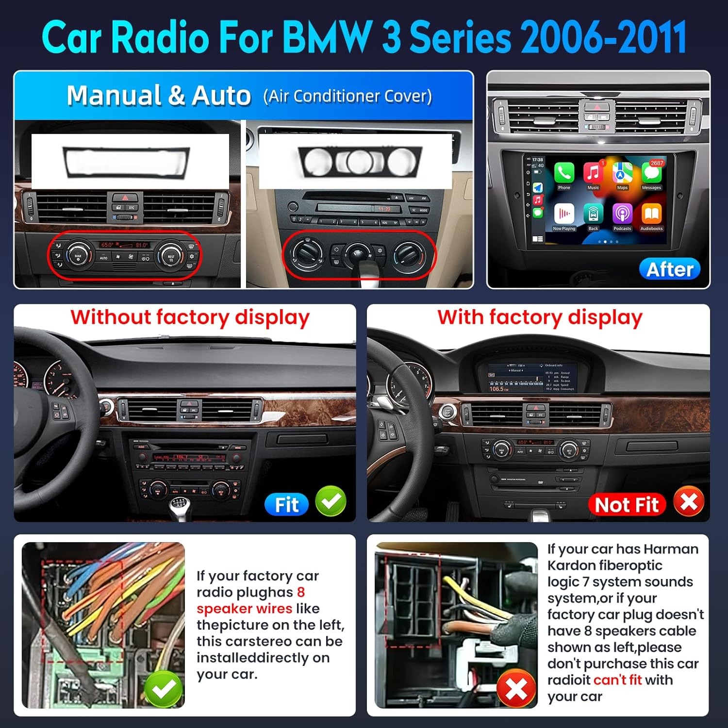 9Inch Head Unit For BMW E90 E93 2005-2011 Car Radio Stereo GPS Navi Carplay WIFI