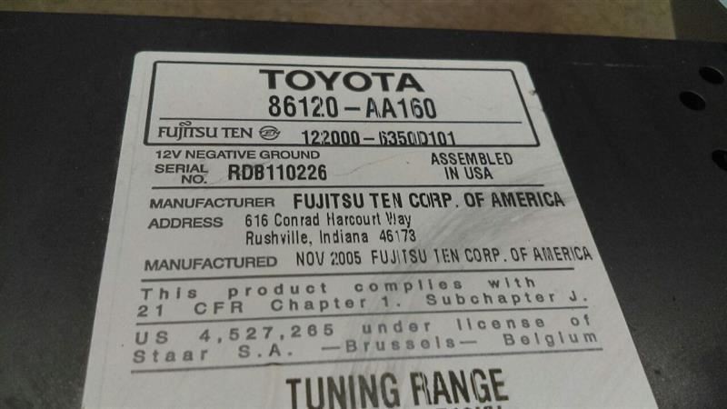 Stereo Radio AM FM CD 86120AA160 Fits 05-06 TOYOTA CAMRY PC47-179866