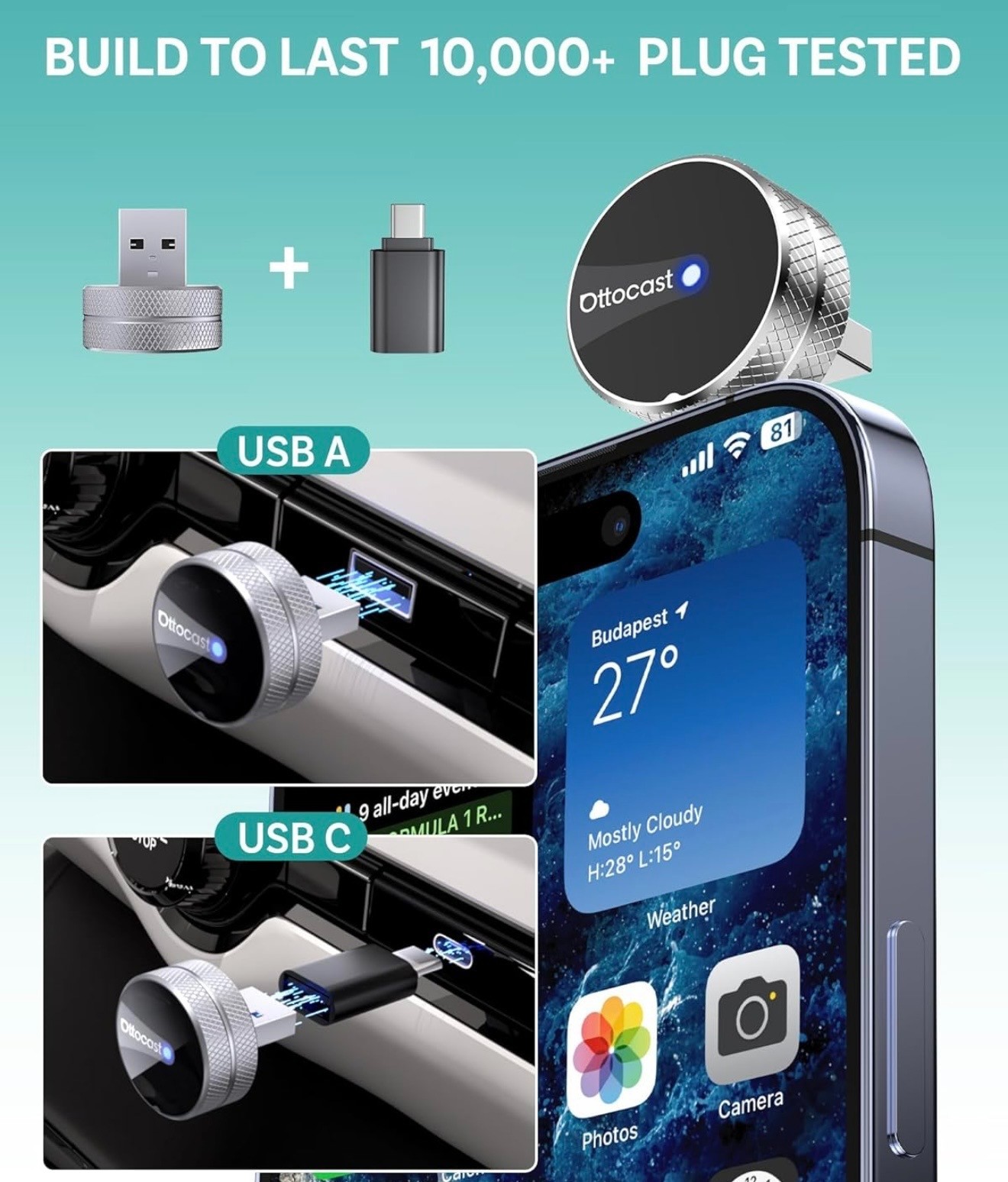 OTTOCAST Mini Tube CP88 Wireless CarPlay Android Auto Adapter Fast Shipping