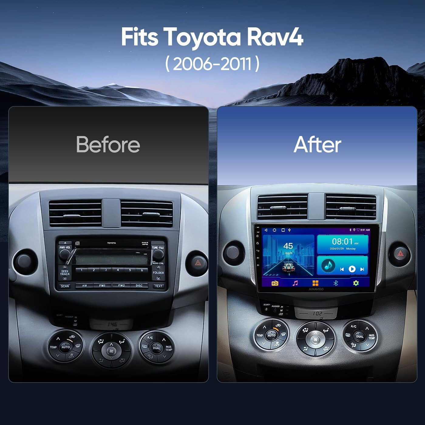 9 Inch Car Stereo Radio Head Unit for Toyota RAV4 2006-2011 with Android 2818
