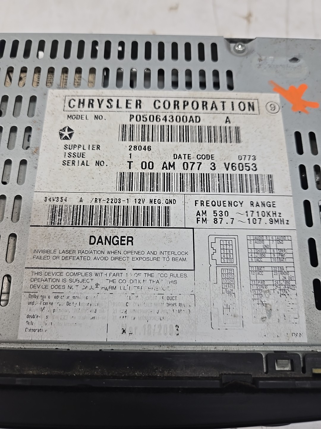 02-07 Chrysler Jeep Dodge Ram Dakota OEM Radio Stereo AM FM Player P05064300AD