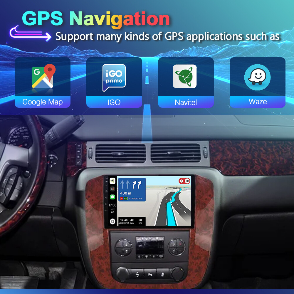 4+64G Android 14 Stereo Carplay GPS SAT Navi Head Unit For Chevy Tahoe 2007-2014