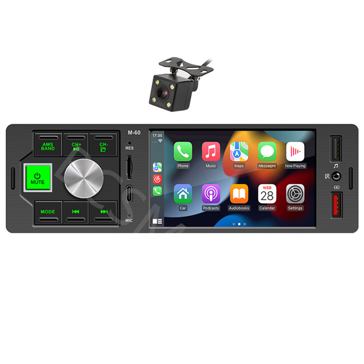 Car Stereo Radio MP5 Player Single 1Din FM For Carplay Bluetooth USB W/Camera