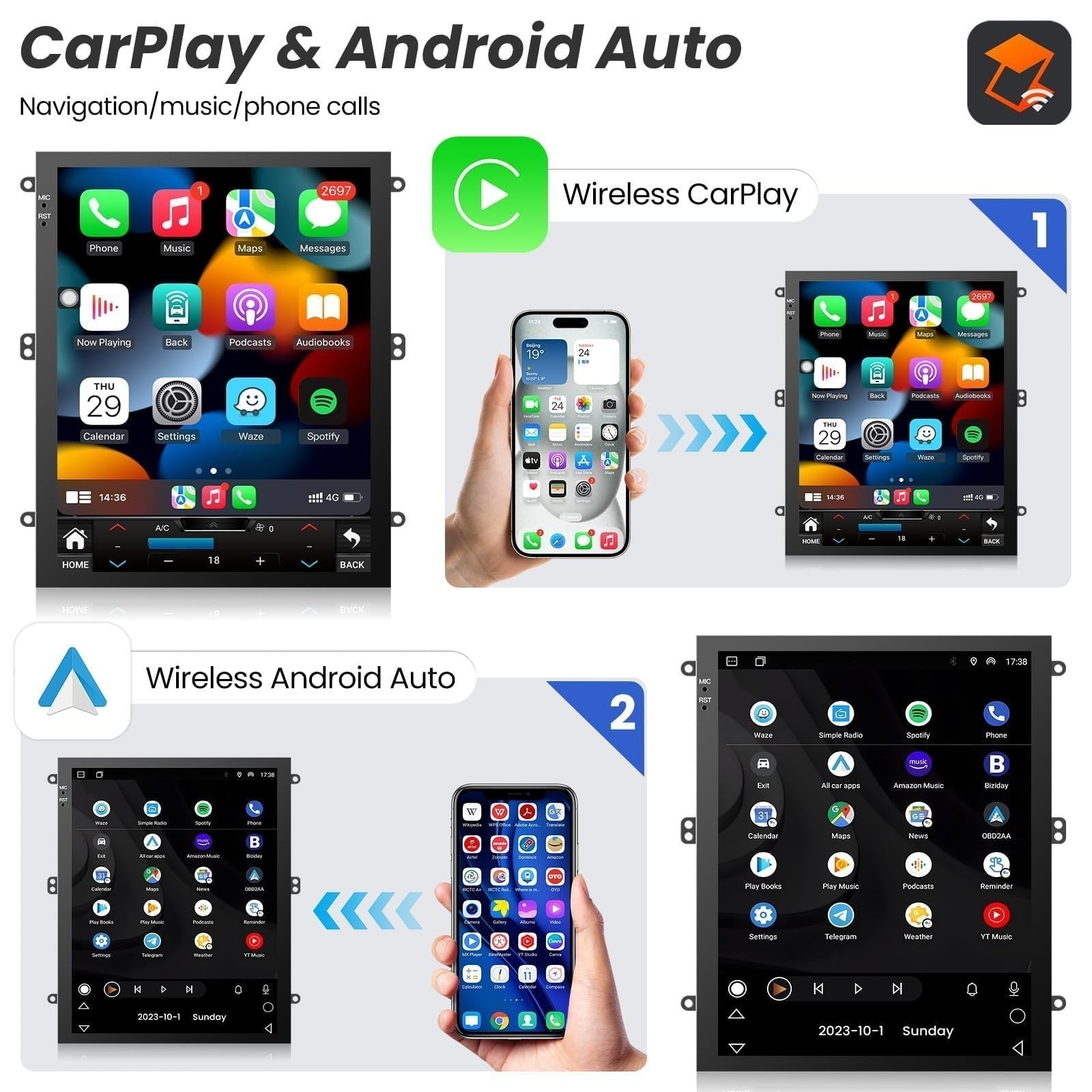 Car Radio Stereo Carplay For 2003-2009 Lexus GX470 6+64G 9.7in Media Android15