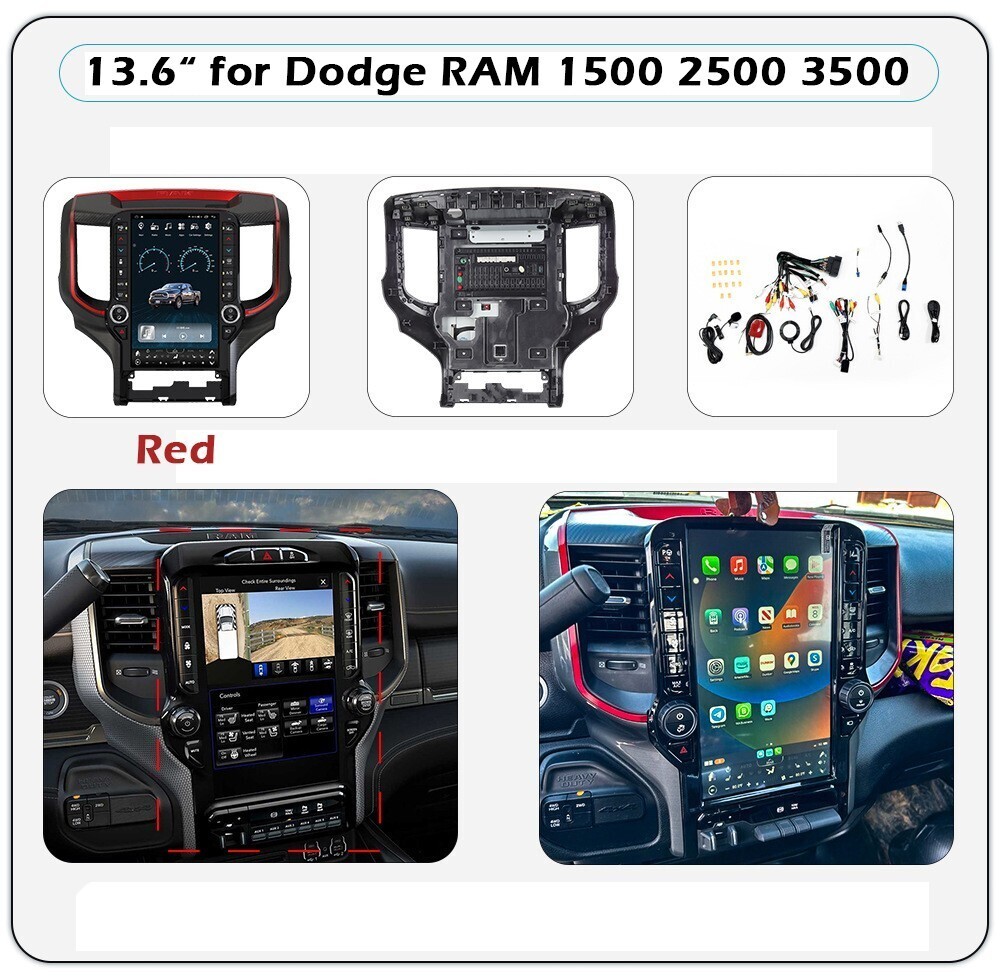 Large Display 13.6″ Android Car Stereo Radio Gps For 19-2024 Dodge Ram 1500 2500