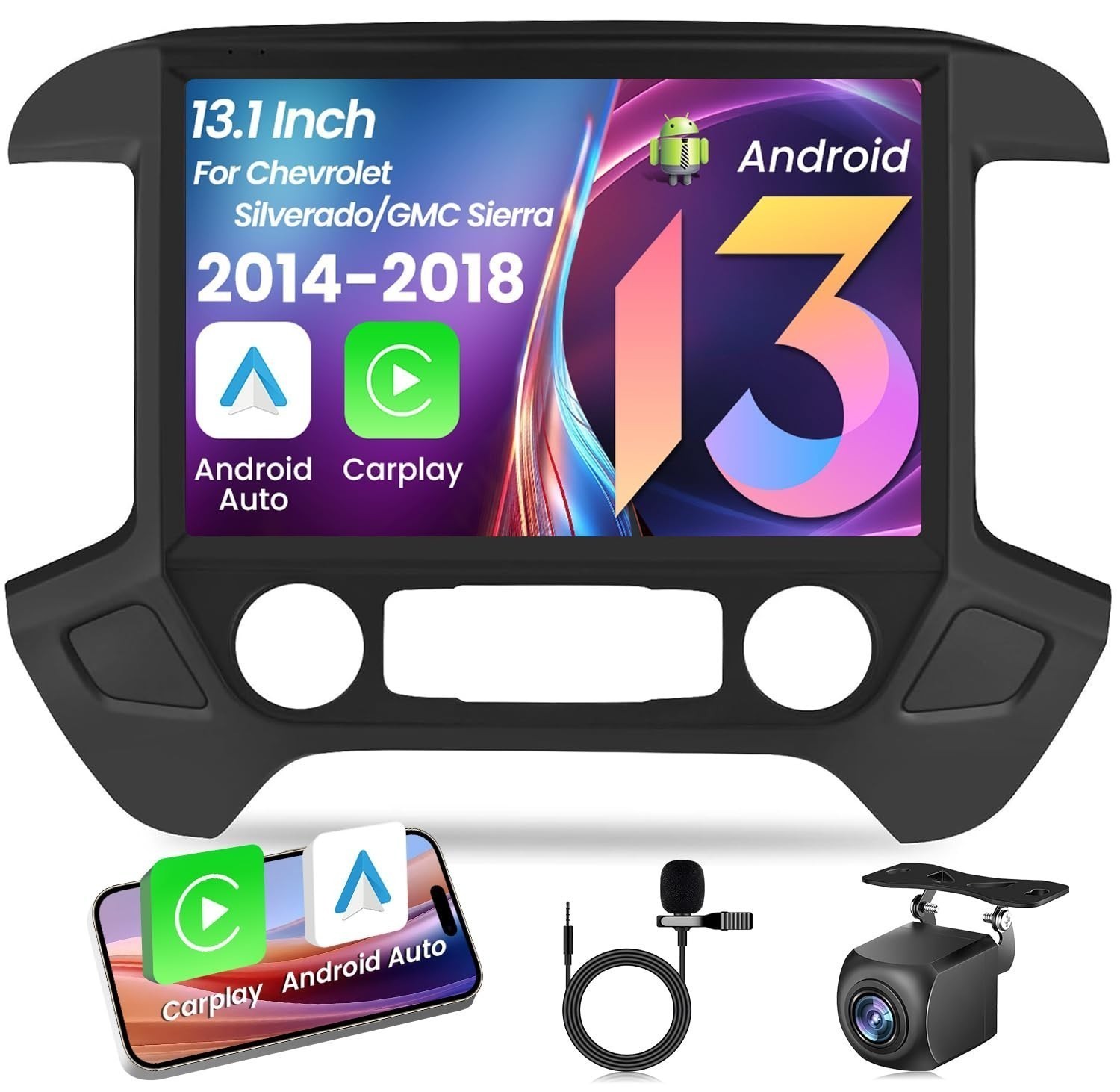 For 2014-2018 Chevrolet Silverado CarPlay Android 13 Car Radio Stereo DSP WiFi