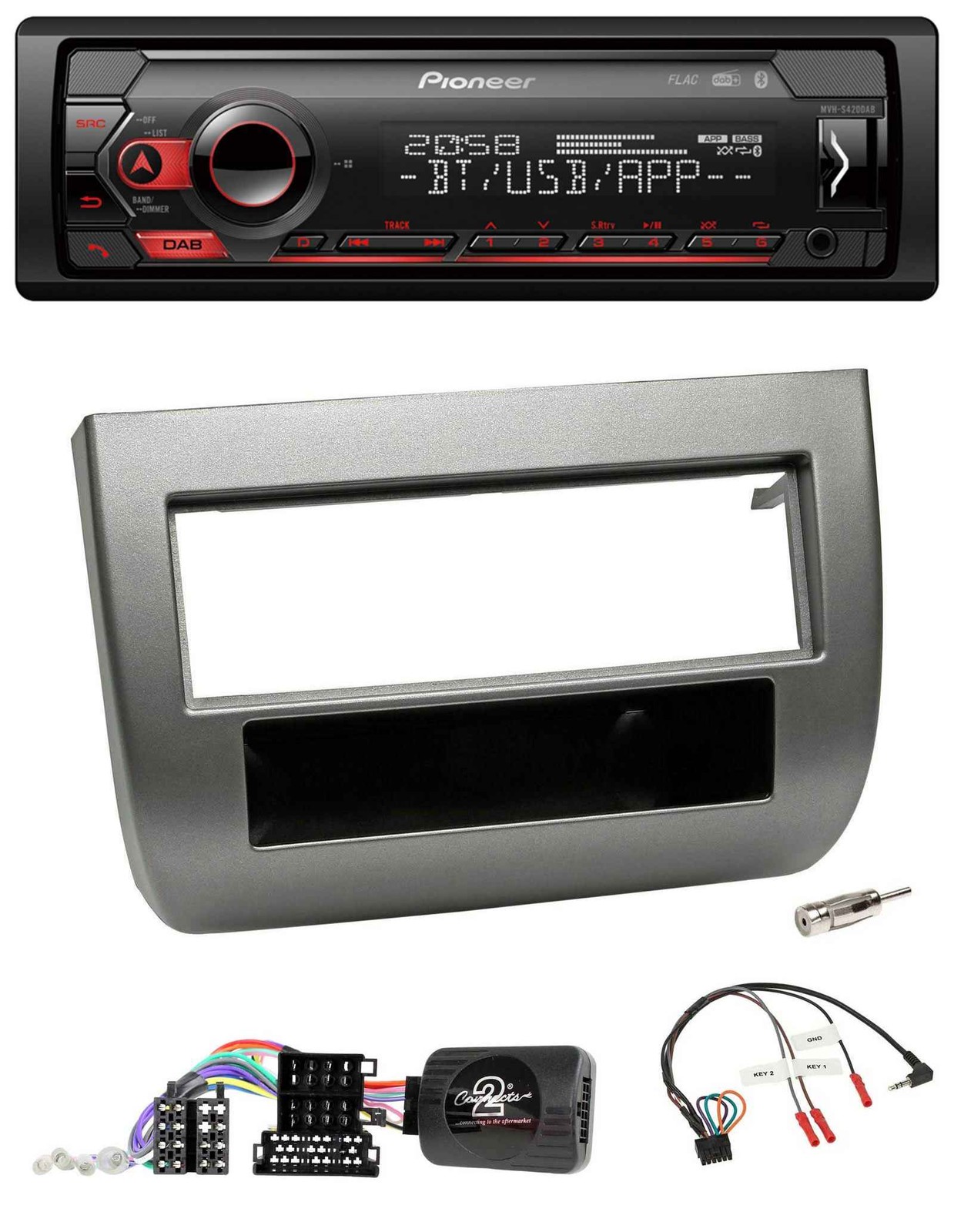 Pioneer Steering Wheel USB DAB Bluetooth Car Stereo for Lancia Y 843 05-11 Dark Silver