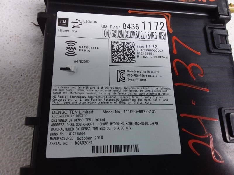 2019 GMC YUKON XL1500 Receiver OEM Part Number 84361172