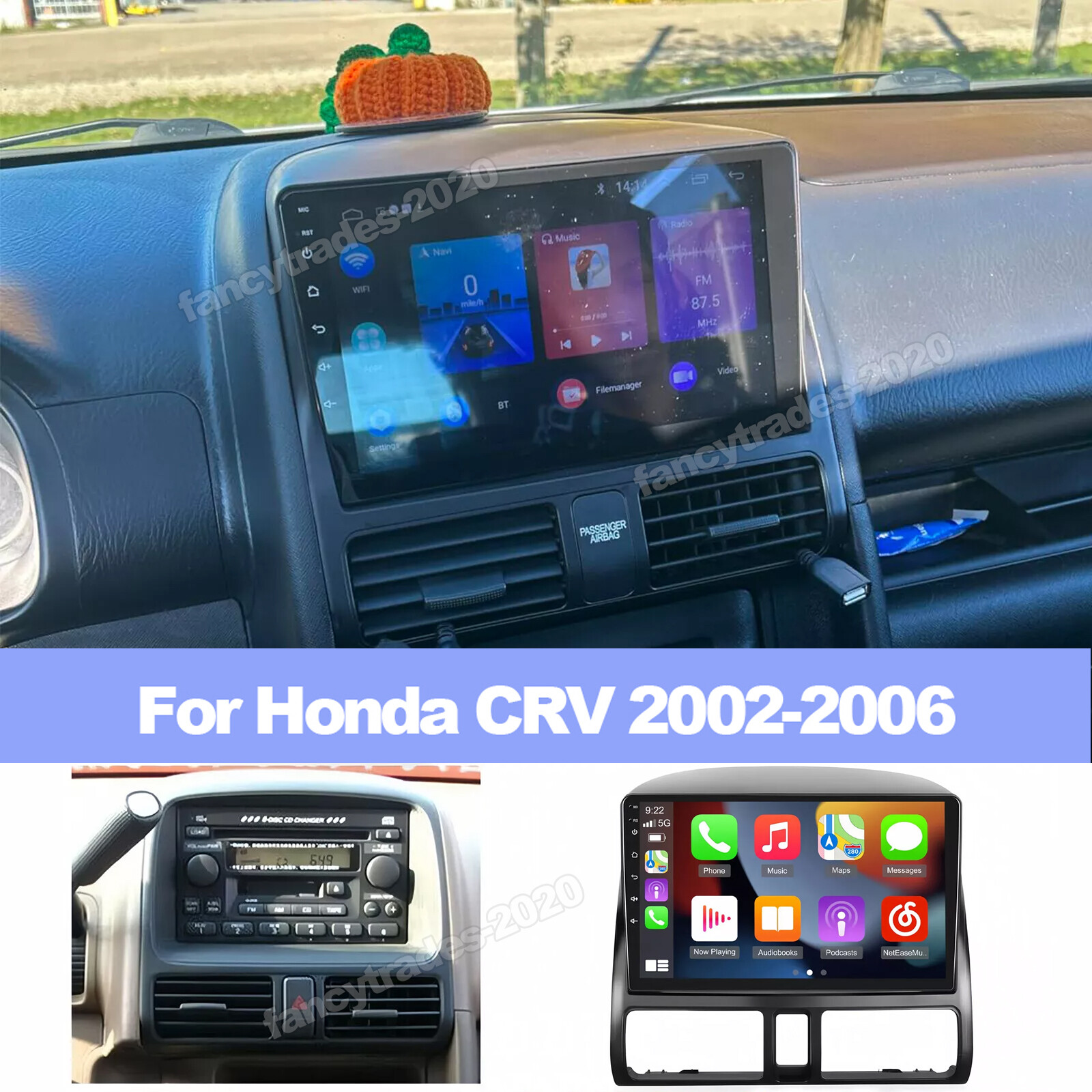 Apple CarPlay Android 13 For Honda CR-V CRV 2002-2006 Car Stereo Radio GPS Wifi