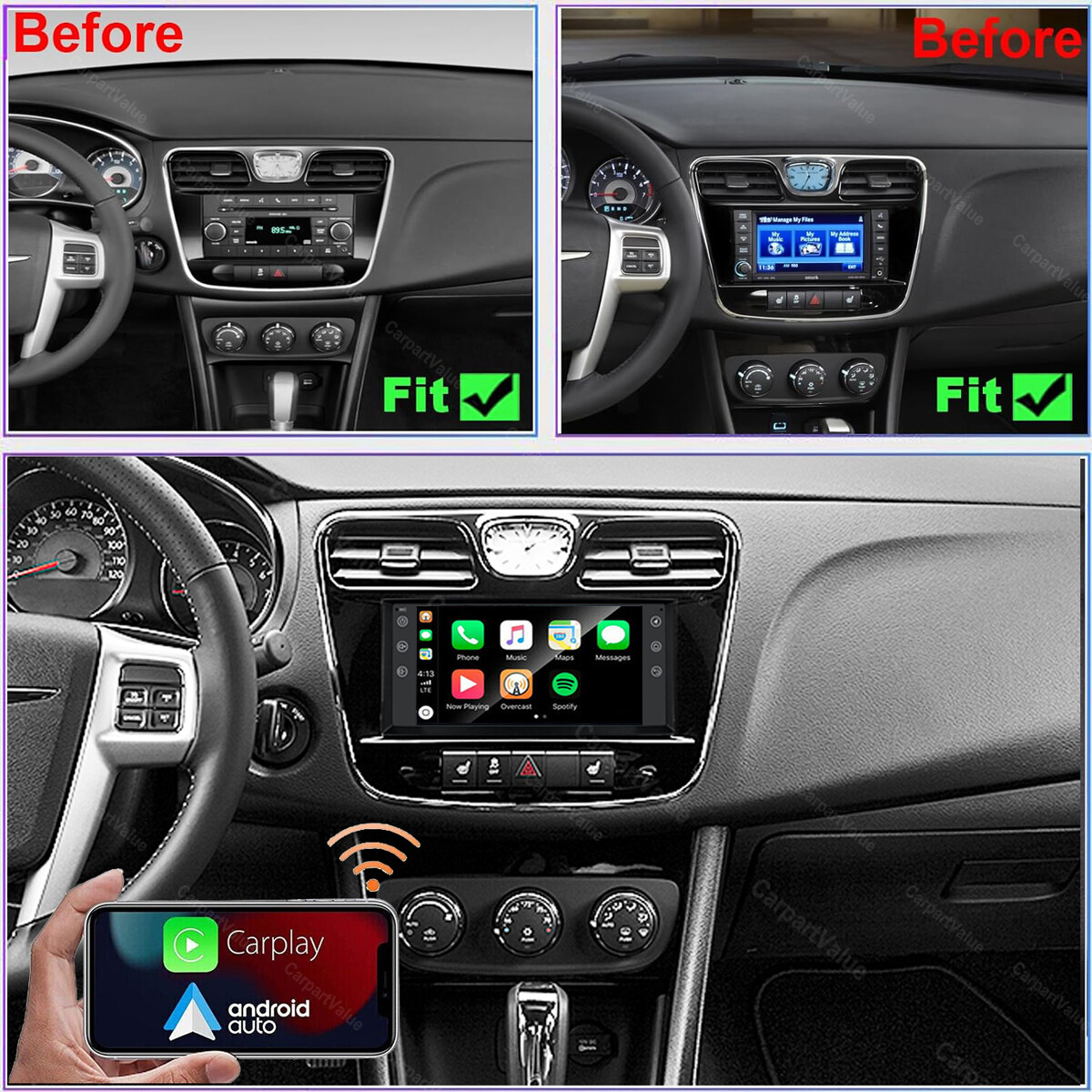 For 2011-2014 Chrysler 200 Wireless CarPlay Android Auto Car Radio Stereo w/Cam