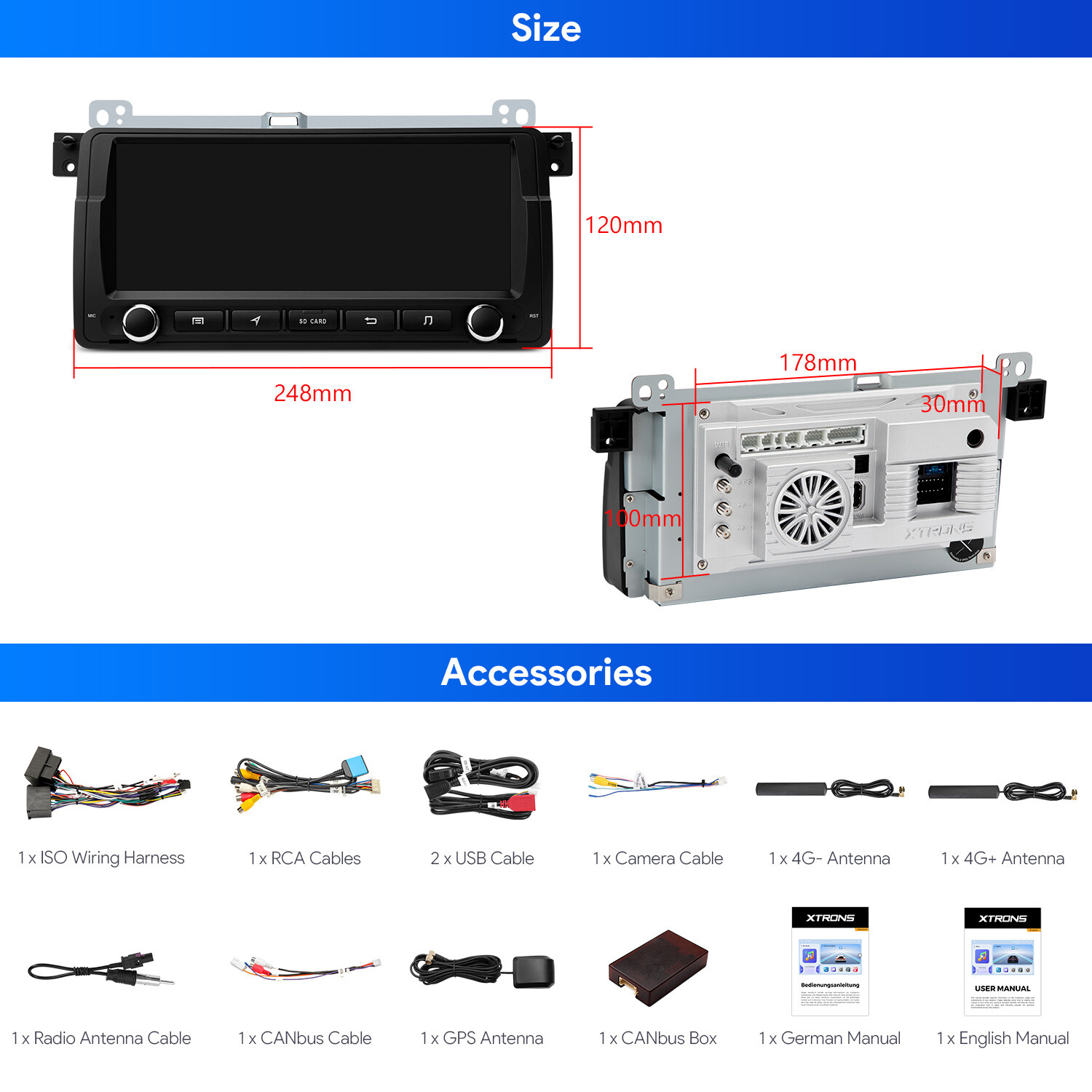 8.8″ QLED Android 14 8-Core 8+256GB Car Stereo Radio GPS For BMW E46 DTS Sound