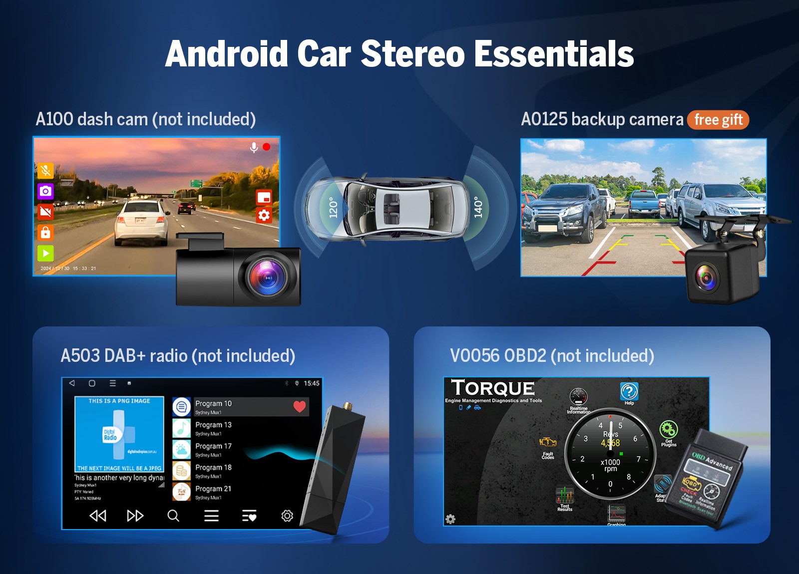 Eonon UX7A Android 14 7″ Car Stereo IPS CarPlay GPS Navigation Double DIN 4+64GB