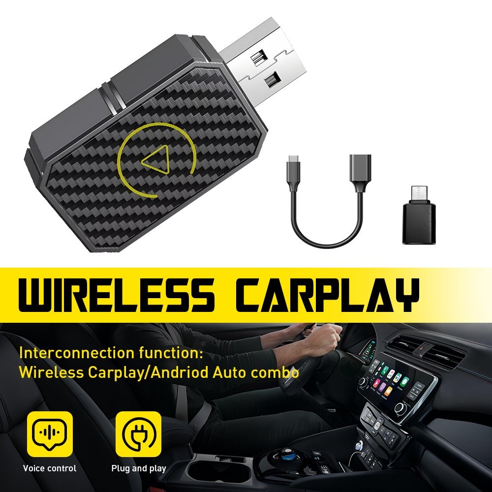 Auto Car Play Wired Wireless CarPlay Adapter for iPhone iOS 10+ Android 11+ New