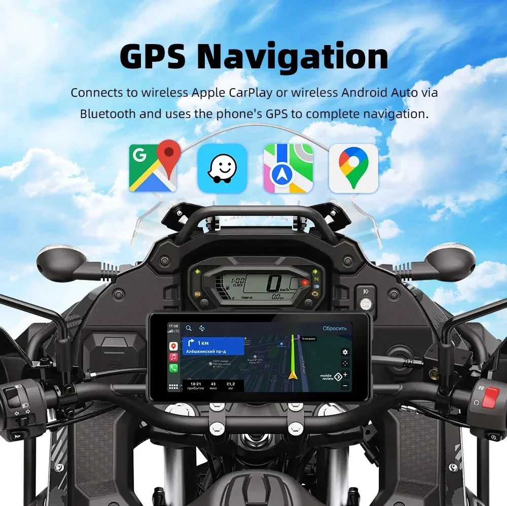 6.86 Inch Motorcycle DVR Portable Waterproof Touch screen Wireless Android