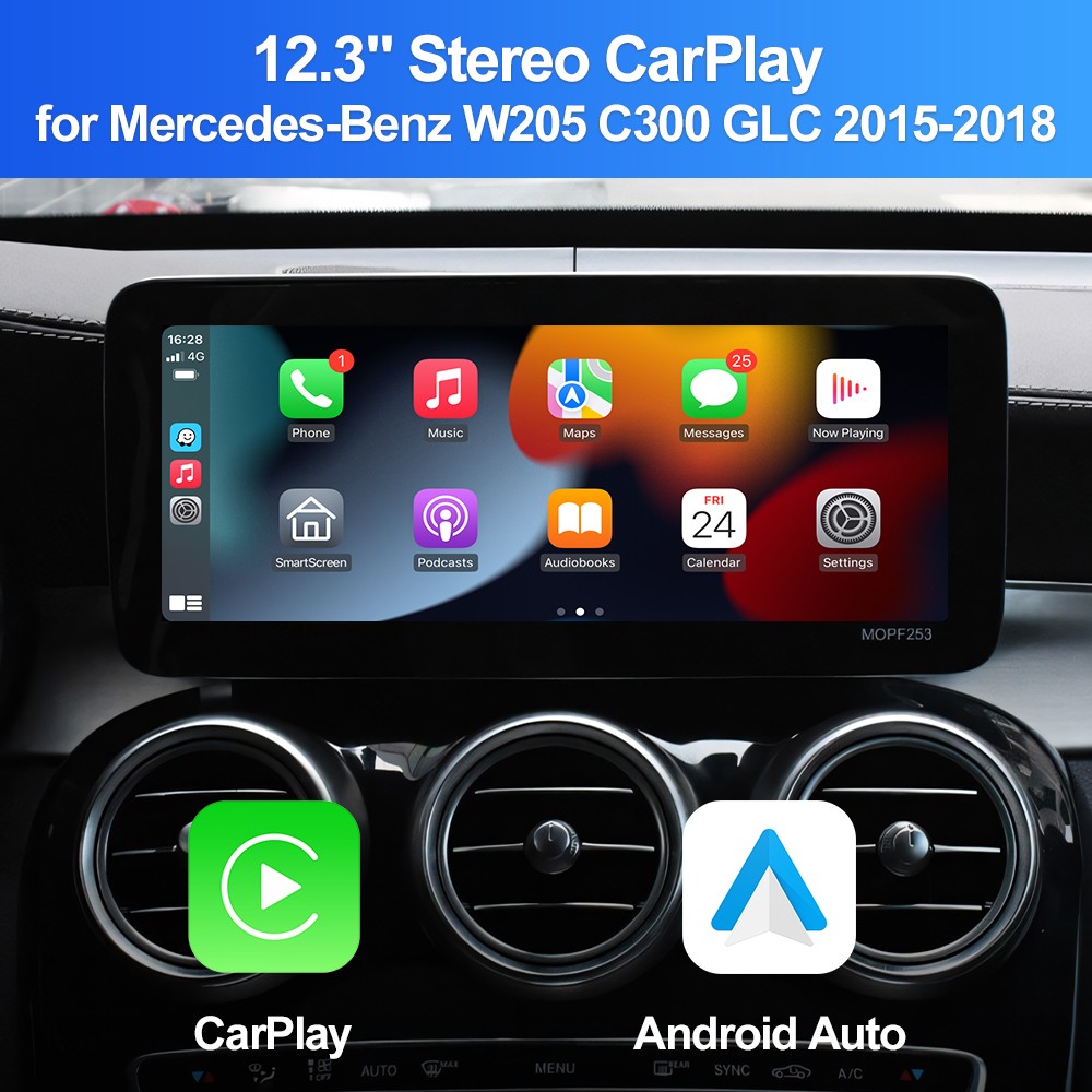 12.3″ Stereo CarPlay for Mercedes-Benz W205 C300 GLC 2015-2018 +BT GPS Navigator