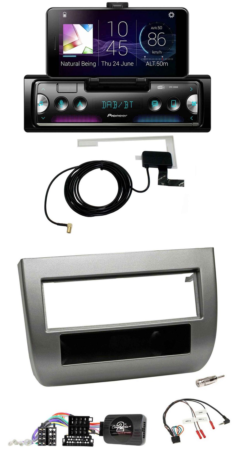 Pioneer DAB Bluetooth Steering Wheel USB Car Stereo for Lancia Y 843 05-11 Dark Silver