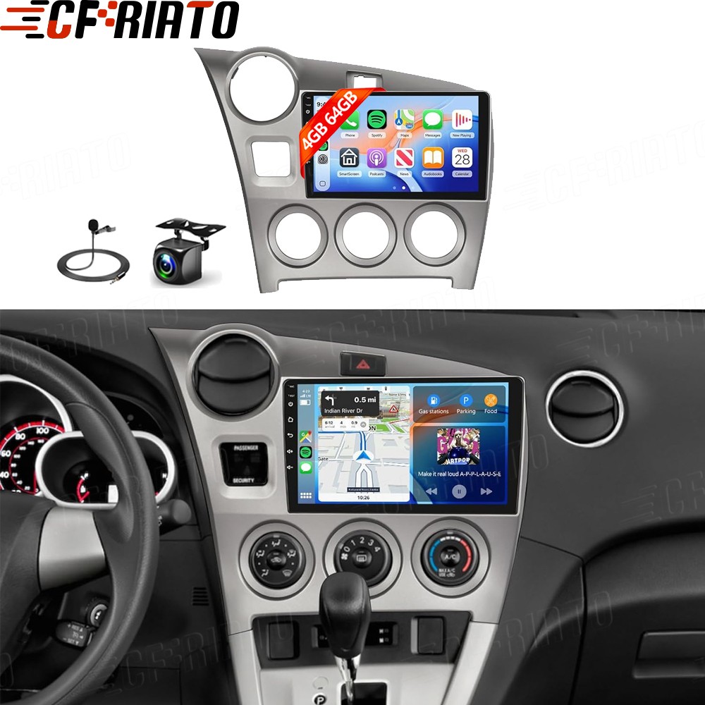 4g+64GB For 2009-2014 Toyota Matrix Android 15 CarPlay Car Stereo Radio GPS Cam