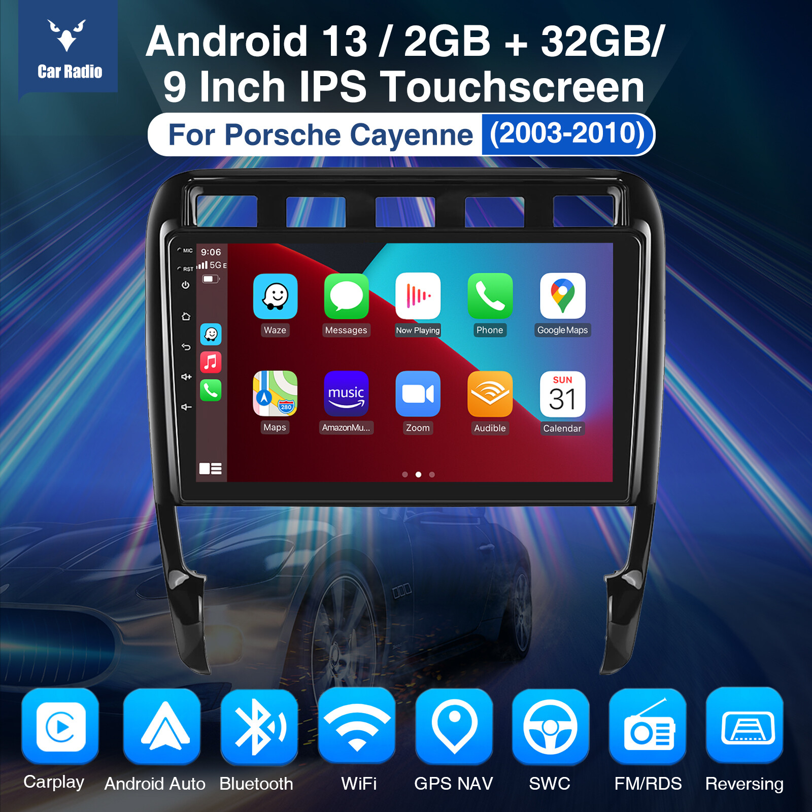 FOR 2002-2010 PORSCHE CAYENNE ANDROID 14 CARPLAY CAR STEREO RADIO GPS NAVI + CAM