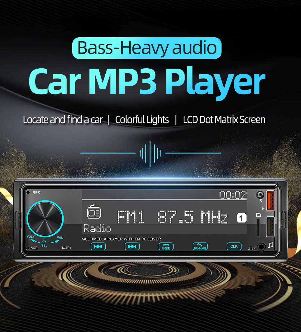 Car Radio Stereo 1 Din Bluetooth MP3 Player Touch Buttons FM/USB/AUX/TF W/Remote