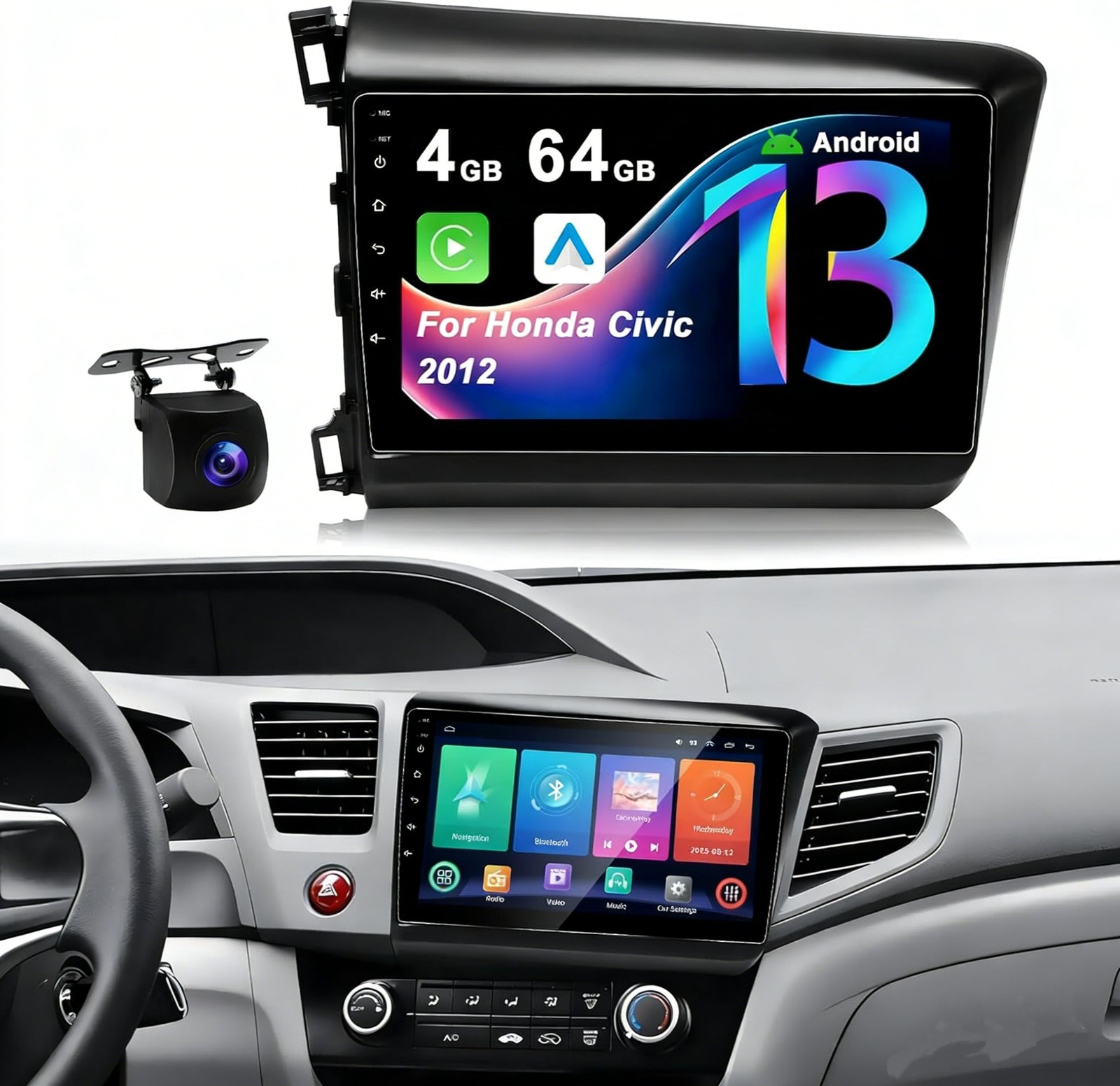 Car Radio Stereo For 2012 Honda Civic GPS Navi 9” Touch Screen Backup Camera