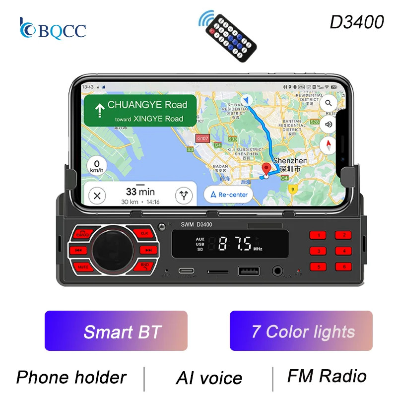 Car Stereo Radio 1 Din MP3 Bluetooth USB TF AUX FM